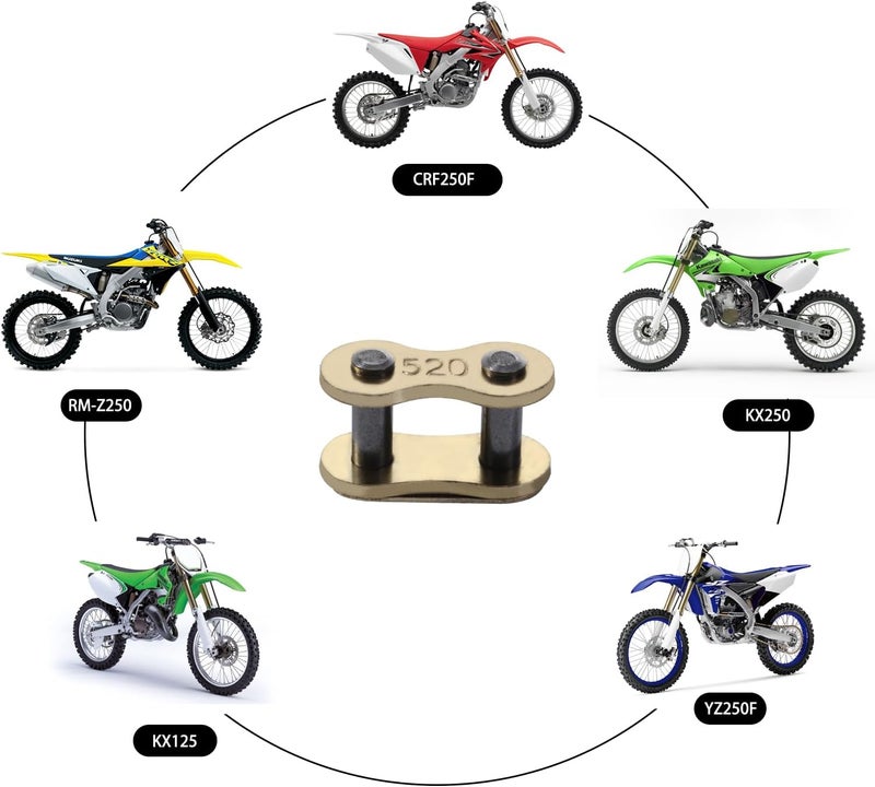 KAMIER 520 Chain Master Connect Link Gold for 250cc 300cc Suzuki DR200SE DRZ250 RMZ250 DRZ400 CRF150F CRF250F CRF450R YZ125 YZ250F YZ450F KX125 KX450F KLR650 Pit Dirt Bike Motorcycle ATV Quad Parts - Image 2